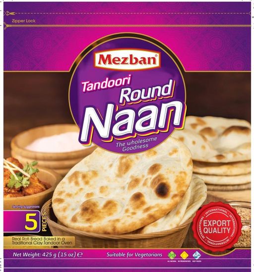 Mezban Tandoori Round Naan 5pc- 15oz