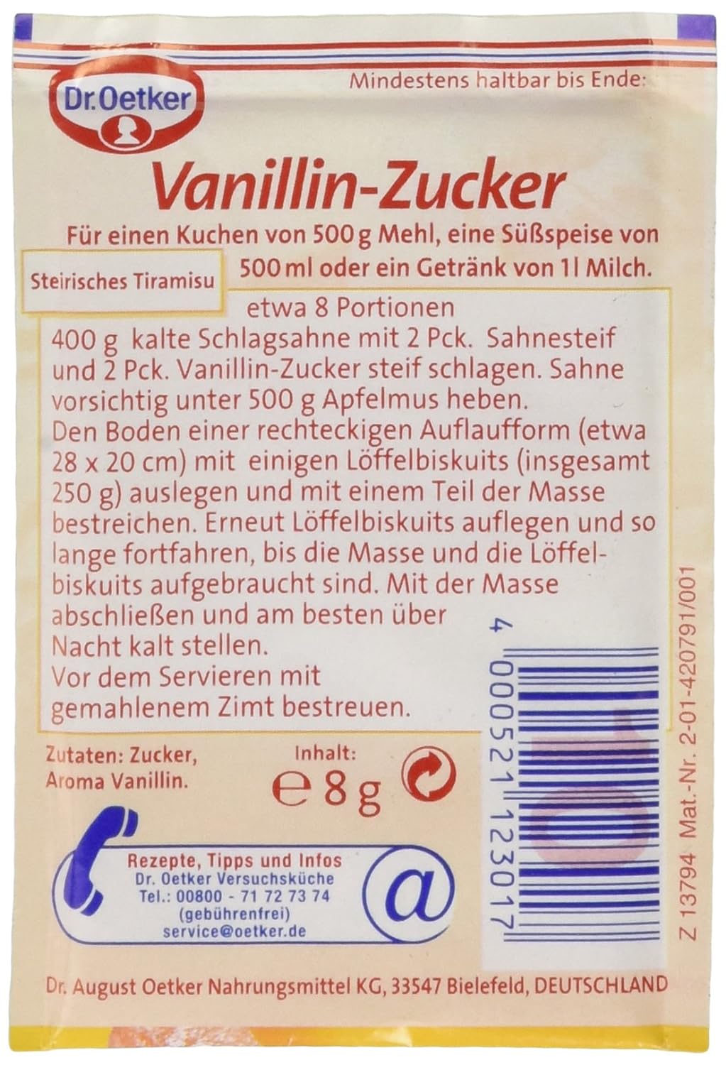 Dr. Oetker Vanilla Sugar (Şekerli Vanilin) - 10x8g