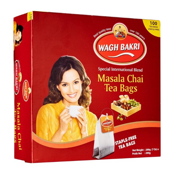 Wagh Bakri Masala Chai Tea Bags, 100 ct - 200gm
