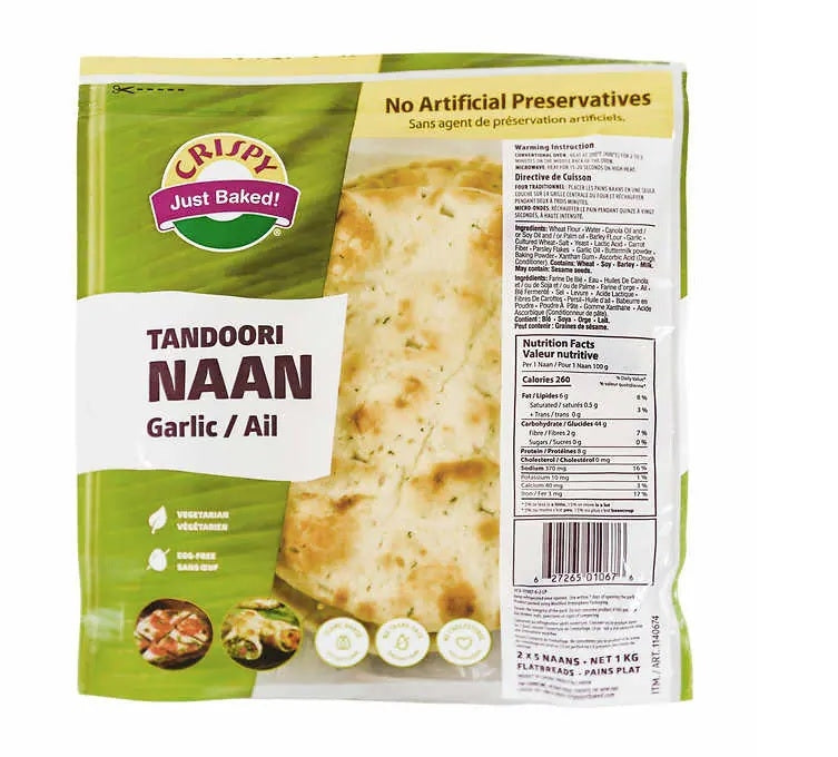 Crispy Garlic Naan 500 Gms / 10 pieces