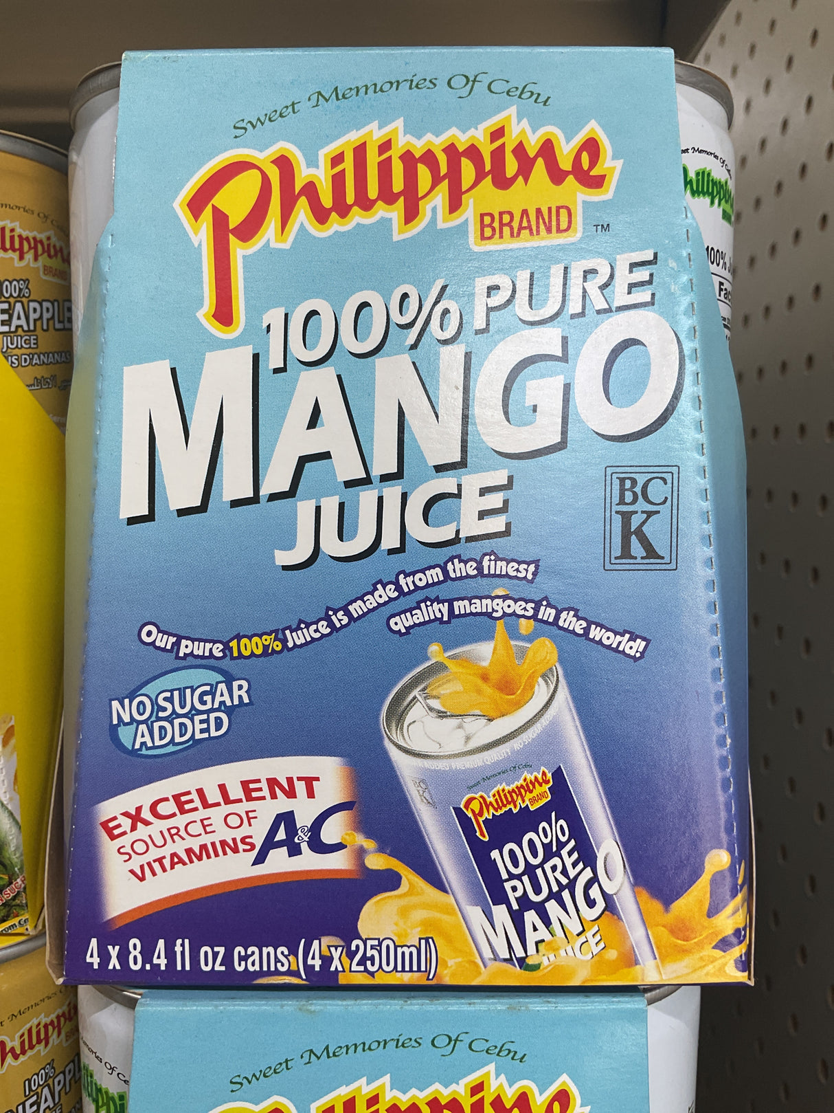 PHILIPPINE BRAND 100% MANGO JUICE 4 pack 1000ml