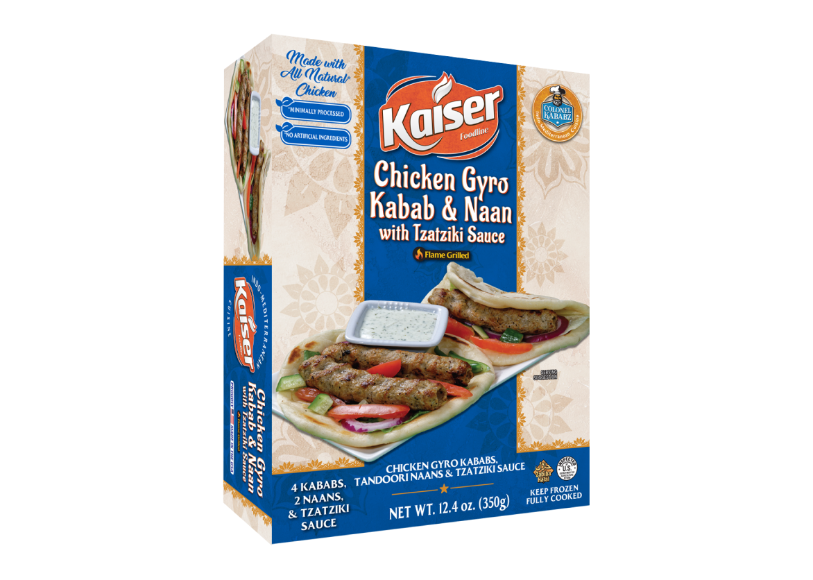 Kaiser Chicken Gyro Kabab & Naan with Tzatziki Sauce