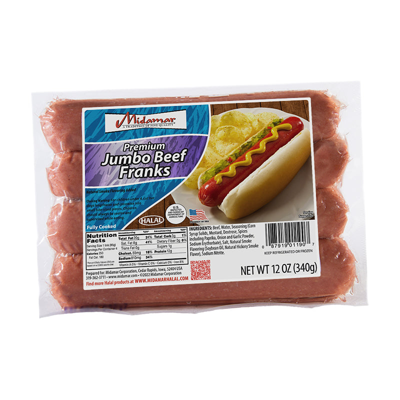 Midamar Jumbo Beef Franks 340g