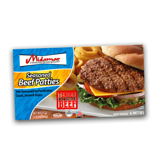 Midamar Seasoned Halal Beef Patties 595g