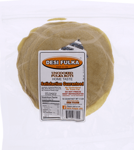 Desi Fulka Uncooked Fulka Roti 18 Ct
