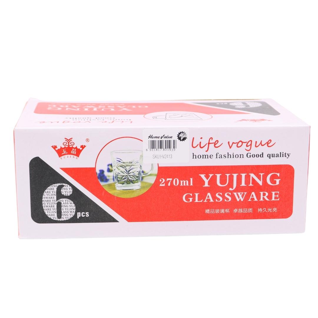 Tea Cup Glassware 6pc Set 270mL Design #4