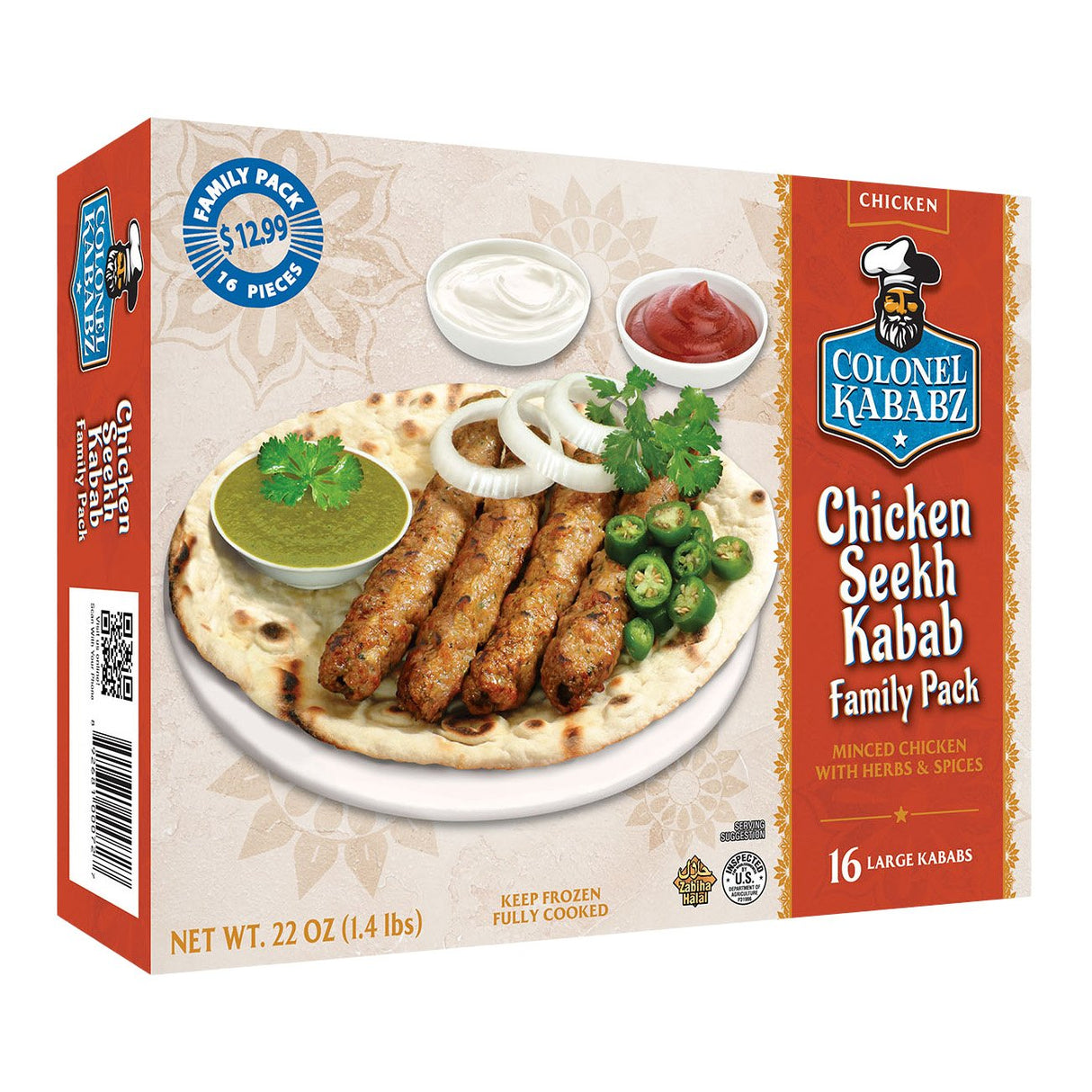 Colonel Kababz Chicken Seekh Kababs 16Ct- 22oz