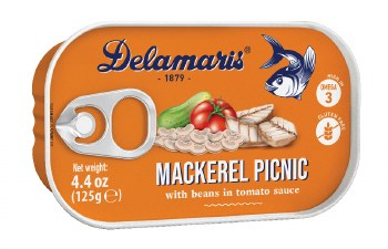 Delamaris Mackerel Picnic with Beans in Tomato Sauce 125g