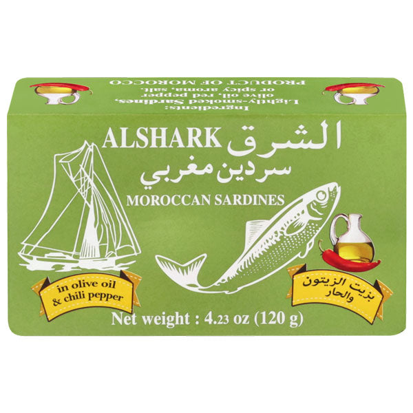 Alshark Moroccan Sardines w Olive Oil & Chili 125g