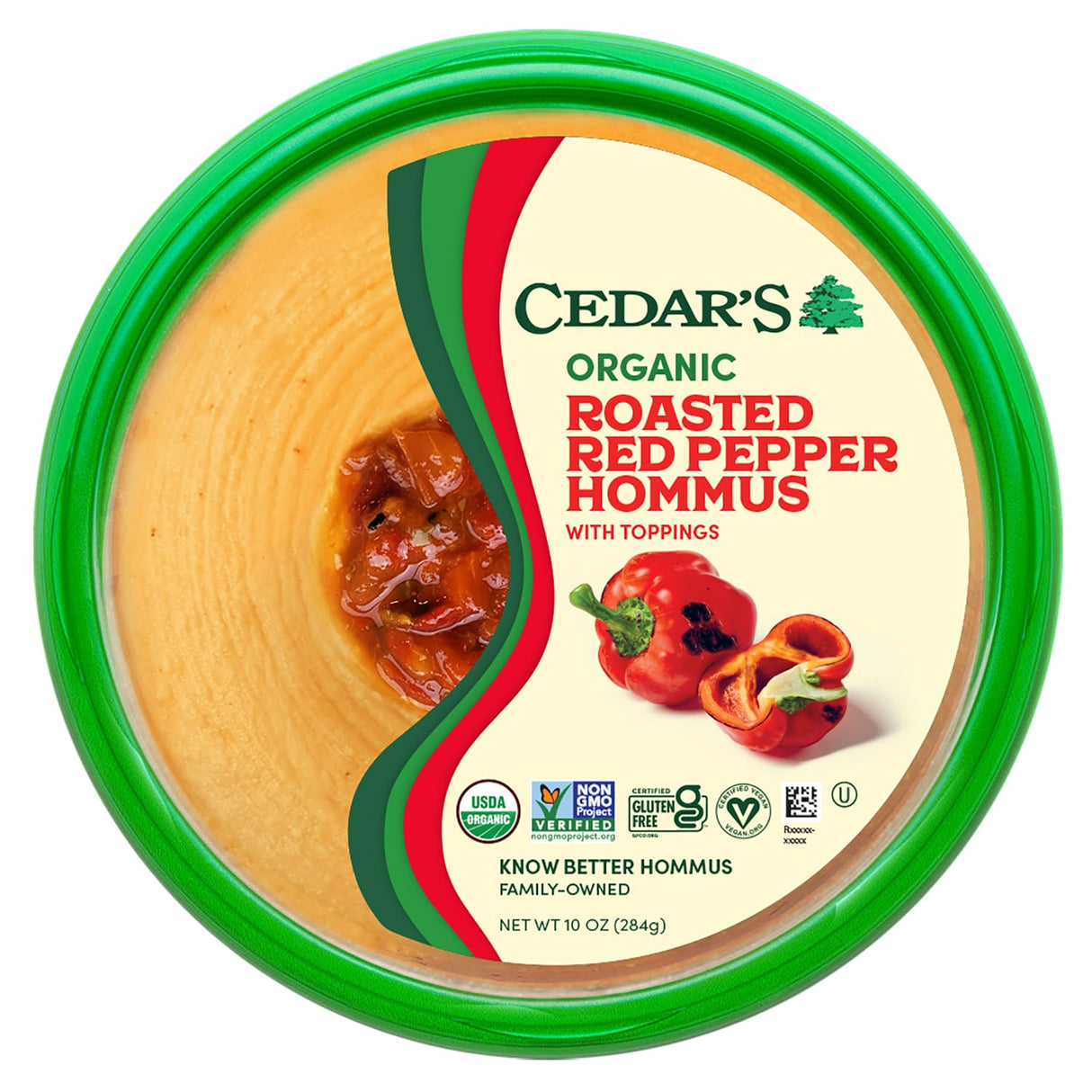 Cedar's Organic Roasted Red Pepper Hommus, 10 Oz