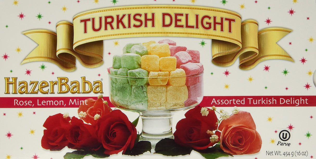 Hazerbaba Turkish Delight with Rose, Lemon & Mint 454g