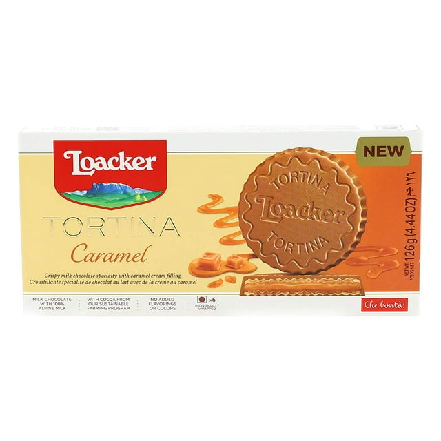 Loacker Tortina Chocolate Coated Wafer, Caramel 126g