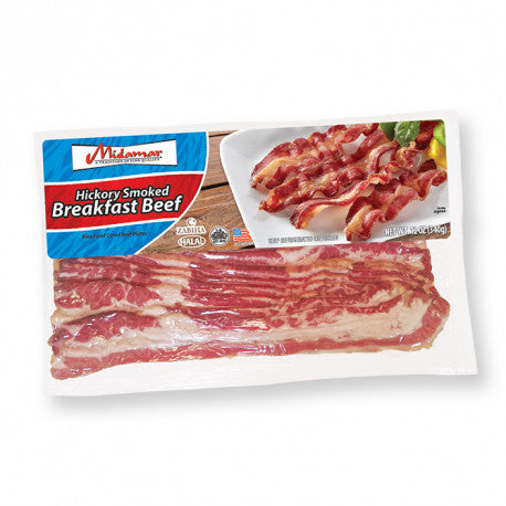 Midamar Hickory Smoked Halal Breakfast Beef Bacon 340g